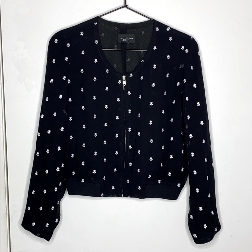 CLUB MONACO Silk Floral Bomber Jacket